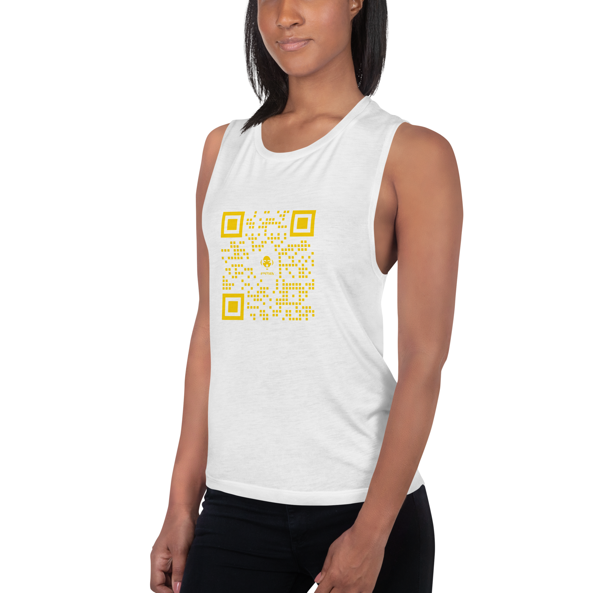 Women's Yellow QR Muscle Tank