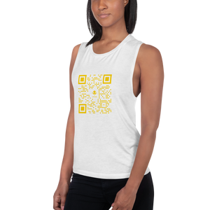 Women's White QR Muscle Tank